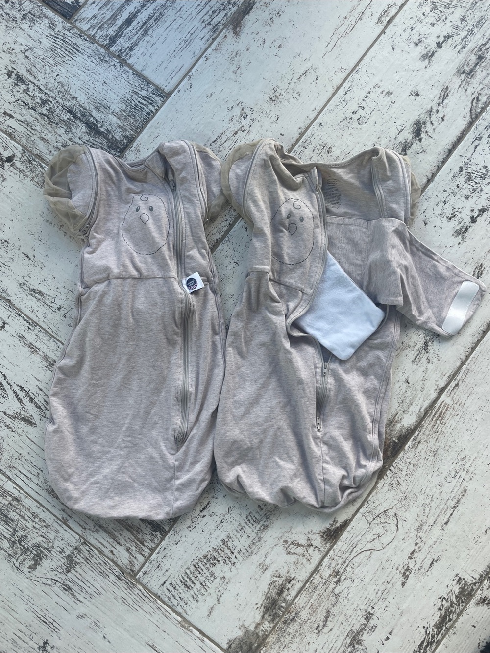 Nested Bean Twin Pack Neutral Gray Sleep Sacks - Zip Front